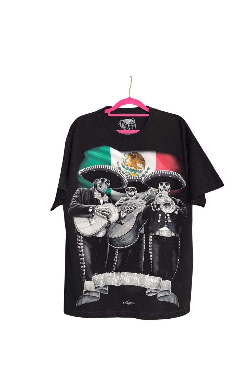 El Mariachi Loco Chicano Art Men's DGA Black T-Shirt